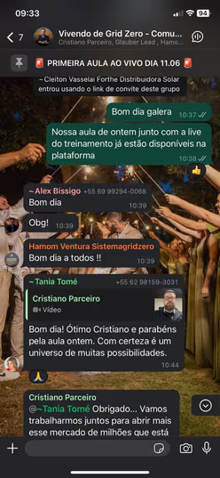 Conversa da comunidade sobre a primeira aula ao vivo